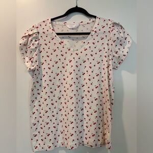 LC Lauren Conrad Cherry Print Top Large Retro Coquette Romantic Feminine